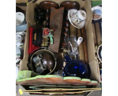 A box of sundries, to include a Mamod engine, Dame Laura Knight commemorative china etc