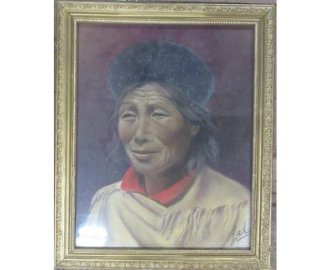 A pastel portrait, signed Zak?, 15ins x 11.5ins