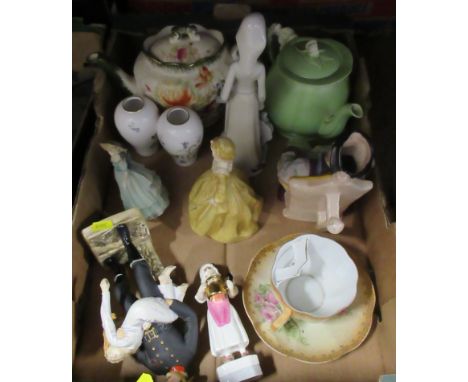 A box of china to include Royal Worcester figures