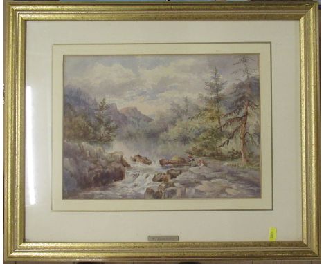 M F Thomas, watercolour, On the Llugwy, 11ins x 15ins