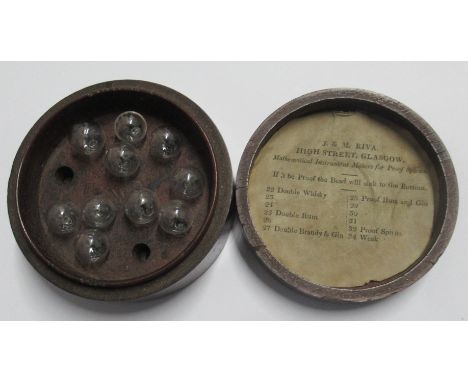 J &amp; M Riva, Glasgow, Mathematical Instrument Makers for Proof Spirits, a 19th century circular wooden pot containing 10 g