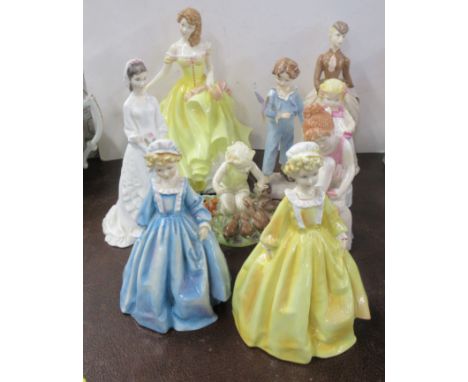 Eight Royal Worcester figures, and a Royal Doulton figure