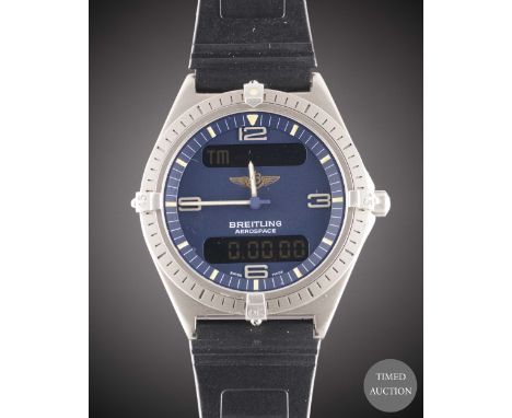 A GENTLEMAN'S TITANIUM BREITLING AEROSPACE MULTIFUNCTION WRIST WATCH
CIRCA 1990s, REF. E56060&nbsp;
Movement:&nbsp;Quartz, si