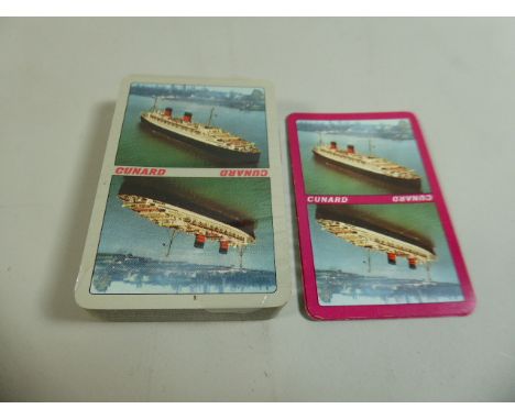 A Vintage and Unused Cellophane Wrapped Set of Cunard Playing Cards Together with Two Cunard Jokers 