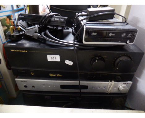 A Collection of Electronics to Include Pure Radio Tuner, Panasonic VHS, Marantz Amplifier, Freeview Box Etc 