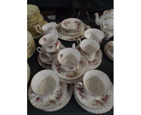 A Collection of Royal Albert Lavender Rose Teawares to Include Four Trios, Cup and Three Saucers, Cake Plate, Sugar Bowl, Cre