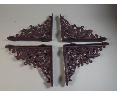 A Collection of Four Cast Metal Wall Shelf Brackets, 30cm high, Plus VAT 