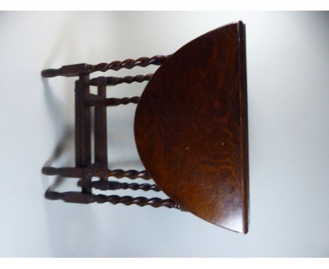 An Oak Barley Twist Drop Leaf Gate Legged Table, 60cm Long 