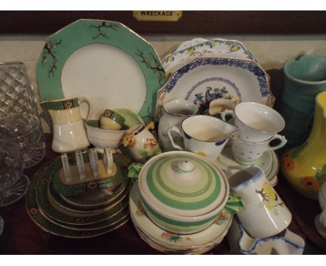 A Tray of Various Decorated Ceramics to Include Plates, Teawares Jugs, Toast Rack Etc 