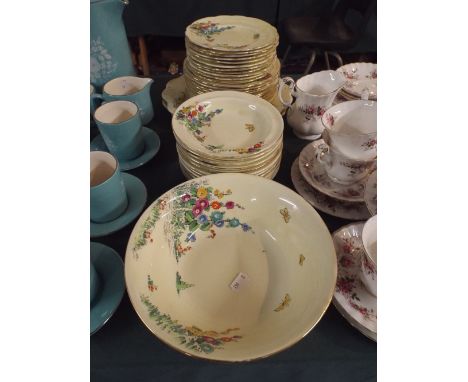 A Collection of Crown Hand Painted Floral Teawares to Include Fruit Set, Side Plates, Cake Plates Etc