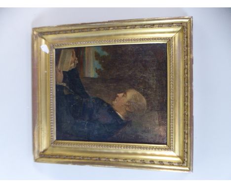 A Framed Oil on Board, Portrait of a Gentleman Reading
