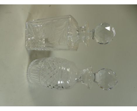 A Etched Sprit Decanter Together with a Cut Glass Decanter