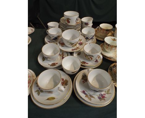 A Collection of Royal Worcester Evesham Teawares to Include Six Trios, One Breakfast Cup and Two Saucers, Collection of Side 