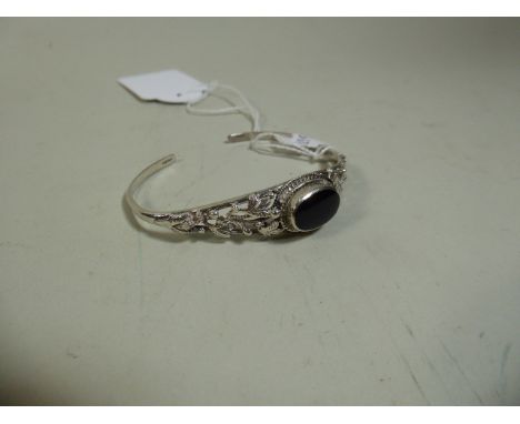 A Jewelled Silver Bangle 