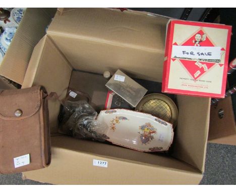 A quantity of miscellaneous including Praktica SLR camera and Monopoly set