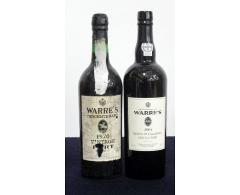 1 bt Warres Tercentenary 1970 Vintage Port i.n, bs/cdl 1 bt Warres Quinta da Cavadinha 2004 Vintage Port Above two bottles