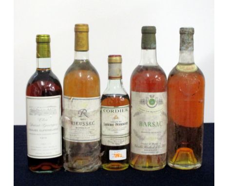 1 bt Clos Saint-Georges 1979  Graves Superieures  i.n 1 bt Rieussec de R. Bordeaux 1985  i.n, bs sl loose label 1 hf bt Ch. L