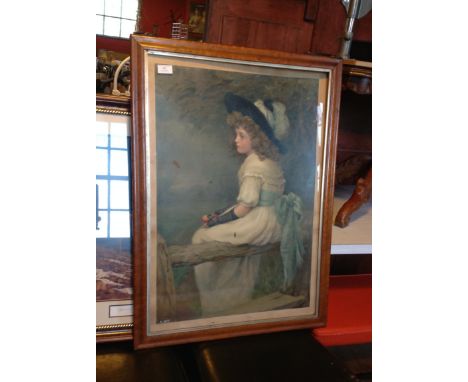 A Pears print, entitled daughter of Eve, framed and glazed in a large maple frame.