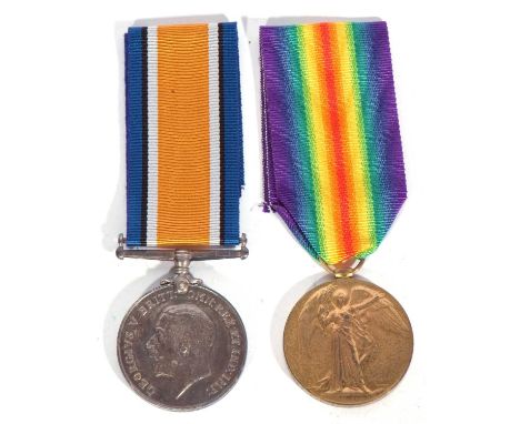 WWI British medal pair war medal, victory medal to 19263 PTE R Brighton, Norfolk Regiment