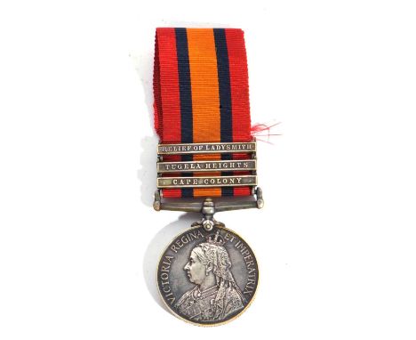 Victorian Queens South Africa medal with relief of Ladysmith to Tugela Heights and Cape Colony, to 11750 PTE R Handford RAMC