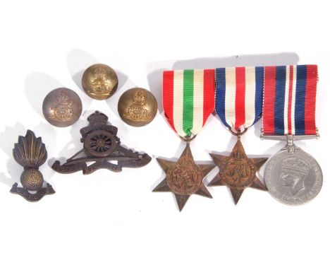 3 x British WWII medal pairs: Italy star, defence medal; defence medal and 1939-45 medal; 1939-45 star and defence medal toge