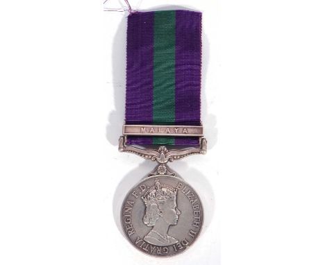 ERII General Service medal with clasp for Malayia, named to 22715382 Pte K Chorlton ACC