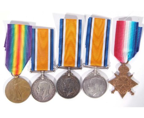 WWI group of 5 medals: 55437 PTE BH Light RAMC 1914-15 star; , War medal 101696 PTE AE Spivey RAMC; war medal 37644 PTE C Str