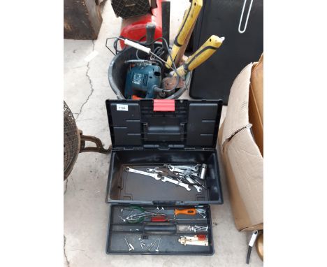AN ASSORTMENT OF TOOLS TO INCLUDE SPANNERS AND FILES ETC 