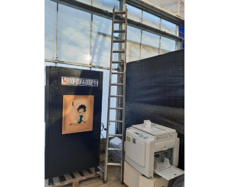 A 28 RUNG ALUMINIUM TWO SECTION EXTENDABLE LADDER 