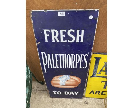 AN ORIGINAL 'PALETHORPES TO-DAY' SAUSAGE ENAMEL SIGN 
