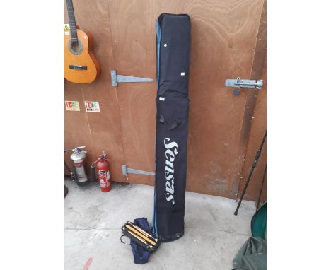 A TEAM DAIWA SR3 15 METRE FISHING POLE, THREE POWER TOPS AND TWO NORMAL TOPS, ONE CUPPING TOP AND A ONE METRE POWER BUTT SECT