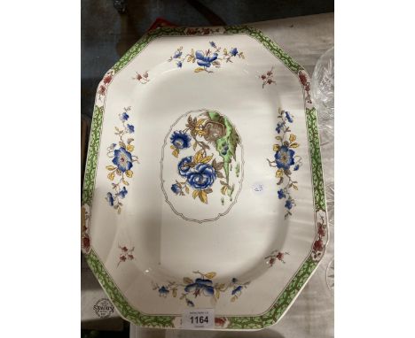 A LARGE COPELAND SPODE MEAT PLATTER WITH FLORAL DECORATION DIAMETER 44CM 