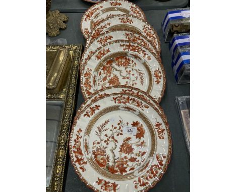 A SET OF SIX COPELAND SPODE 'INDIA TREE' DESIGN DINNER PLATES 