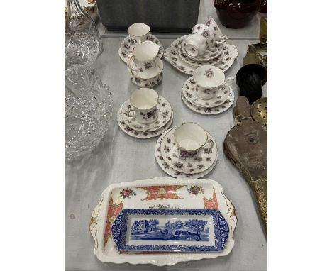 A SPODE TEASET TO INCLUDE SIX TRIOS, A SUGAR BOWL AND MILK JUG 