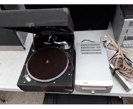 A VINTAGE PORTABLE RECORD PLAYER AND A TEAC CD PLAYER 