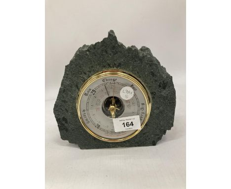 A SLATE AND BRASS BAROMETER 