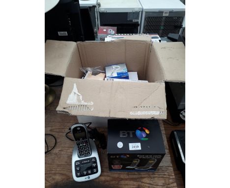 AN ASSORTMENT OF LIGHT BULBS AND HOUSE PHONES ETC 