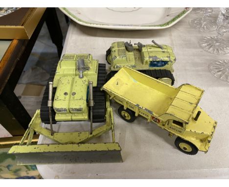 THREE CORGI EUCLID PLAYWORN PLANT VEHICLES 