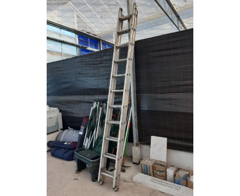 A 22 RUNG TWO SECTION ALUMINIUM EXTENDABLE LADDER 