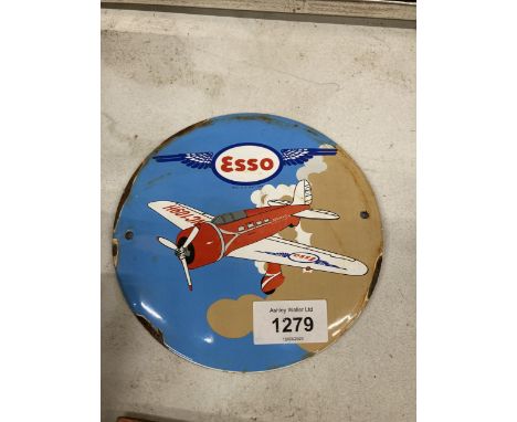 A SMALL 'ESSO' ENAMEL SIGN DIAMETER 15CM 