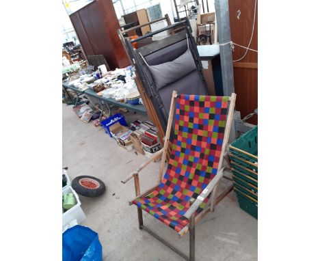 THREE VINTAGE FOLDING DECK CHAIRS 