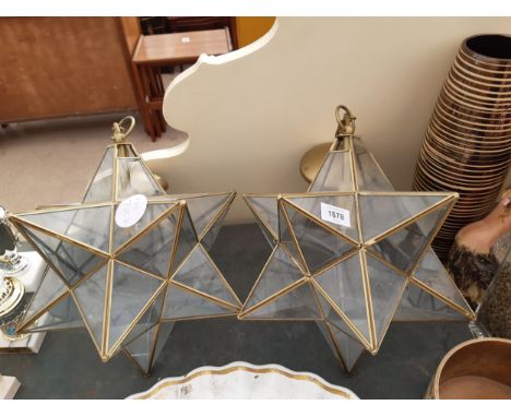 TWO GLASS STAR SHAPED LIGHT FITTINGS 