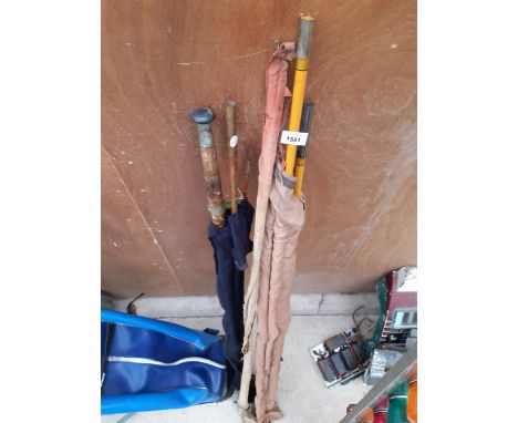 AN ASSORTMENT OF VINTAGE FISHING RODS TO INCLUDE SPLIT CANES ETC 