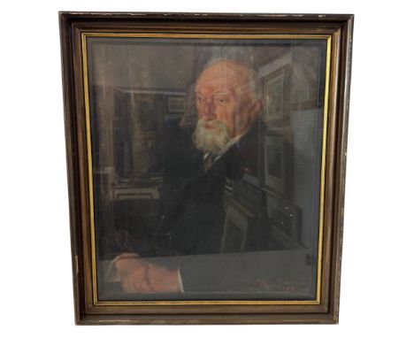20th Century School - Portrait of a Gentleman wearing a suit with his hands together, signed 'Marie D'Maeyer[?]' and dated 19