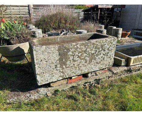 An antique natural stone trough, 106cm long x 48cm high x 43cm deep (af see images), this trough is in situ at the clients pr