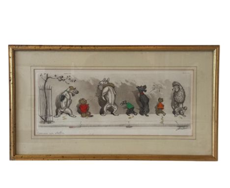 Arthur Boris Klein (1893-1985) - 'Comme nos Maîtres', hand-coloured etching, signed and titled in pencil below, frame dimensi