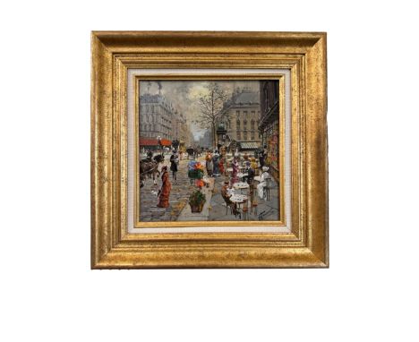 Francesco Tammaro (Italian, b.1939) - 'Parisian Cafe Scene' oil on board, signed below and verso, together with Kenulf Fine A