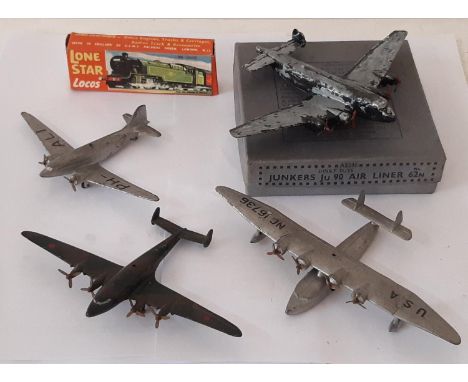 Dinky Junkers JU 90 Airliner 62N (AF) in original box (1938-41) together with 3 further unboxed Dinky aircraft Douglas Airlin