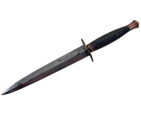 A 3rd pattern Fairbairn Sykes Fighting Knife WW2 or post war, blade unmarked, blade 17.6 cm approx, 29.4 cm overall with orig