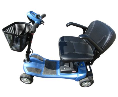A Careco L-Tech Neon 30 mobility scooter purchased 2022, 250 lbs (113 kg), 4 m per hour max, with power charging unit, and ma